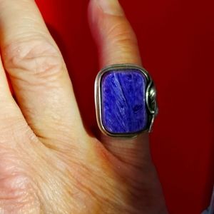 Vintage handcrafted natural charoite ring